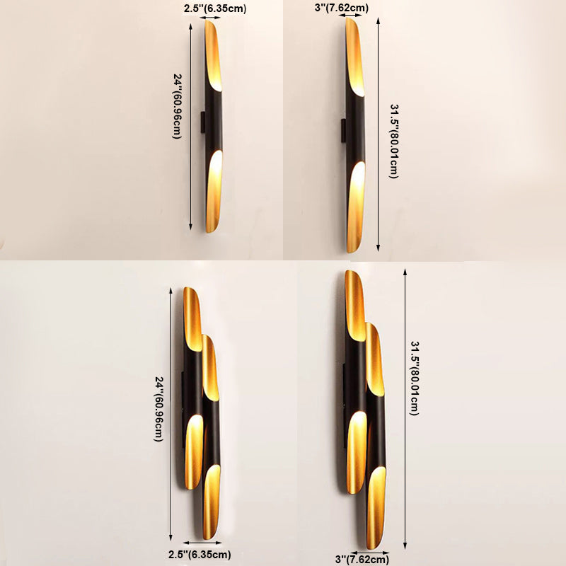 Slaapkamer Postmoderne muur SCONCE Metalen zwart-gouden wand gemonteerd verlichtingsarmatuur