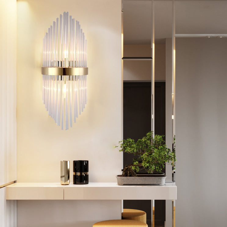 2-Bulb Postmodern Style Crystal Wall Mounted Lamp for Corridor Half Shade Wall Light Fixture