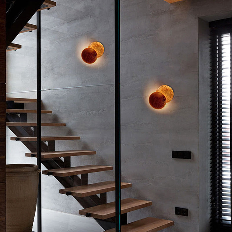 LED Rotatable Wall Light Fixture Modern Style Round Shape Wall Sconce Lamp for Bedroom