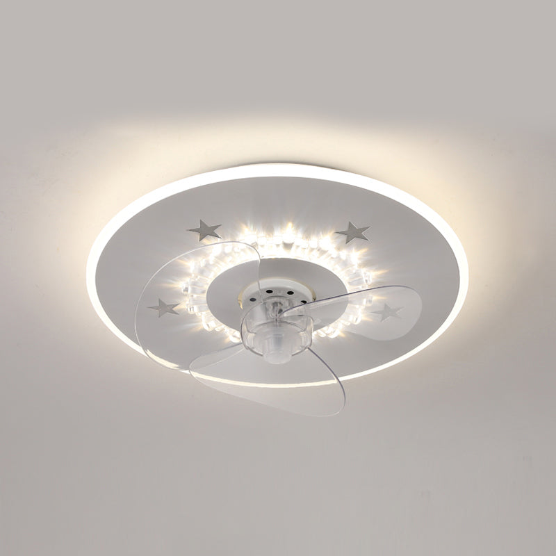 Kreisförmige Flush -Mount -Lüfterleuchte einfache Acryl weiße LED -LED -Halbflush -Halterung für Schlafzimmer