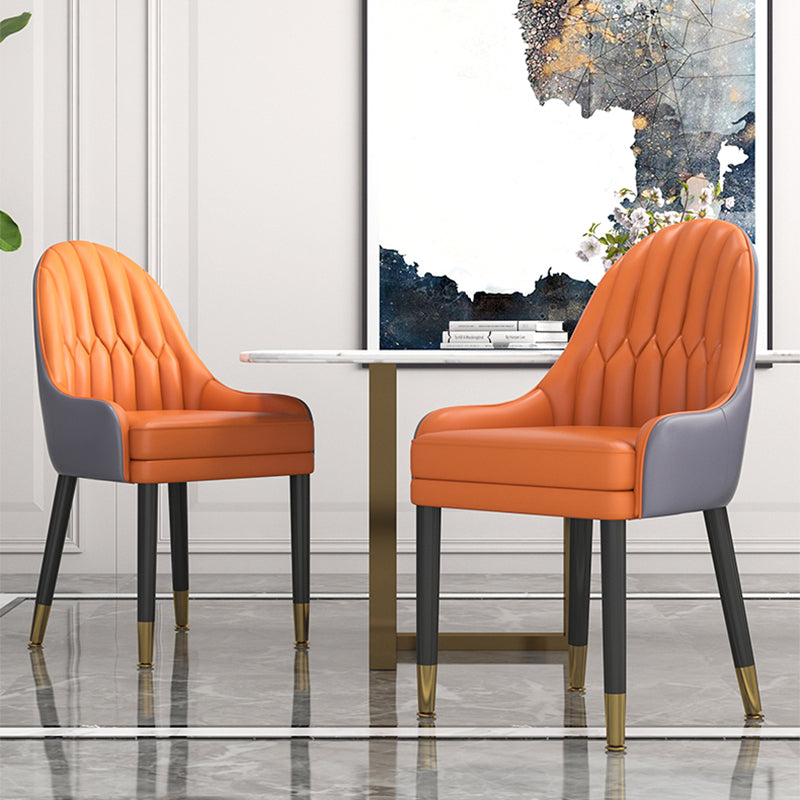 Sillas de comedor de madera Glam, sillas de comedor de piel sintética para uso doméstico (juego de 2)