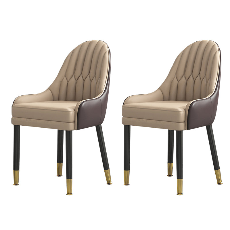 Chaises de salle à manger en bois Glam Fauteuils de salle à manger en similicuir pour un usage domestique (Ensemble de 2)