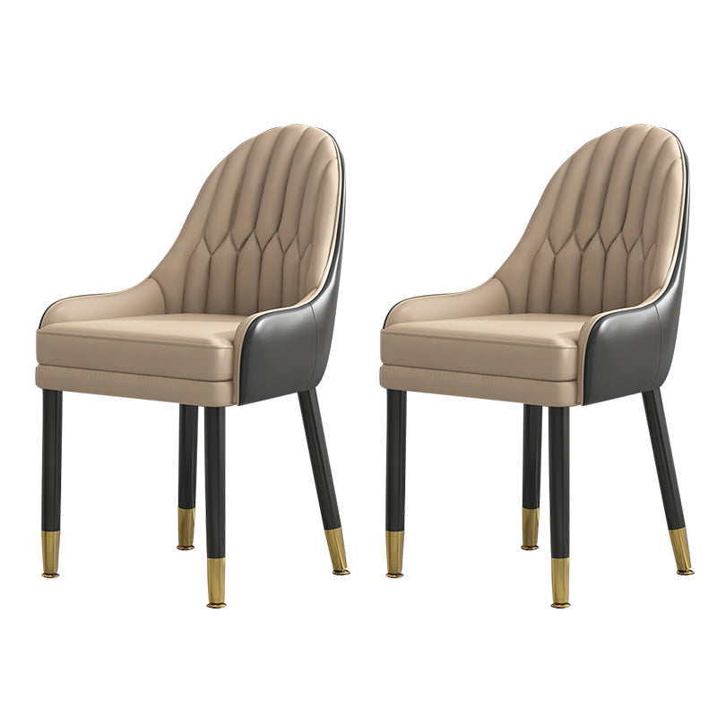 Sillas de comedor de madera Glam, sillas de comedor de piel sintética para uso doméstico (juego de 2)