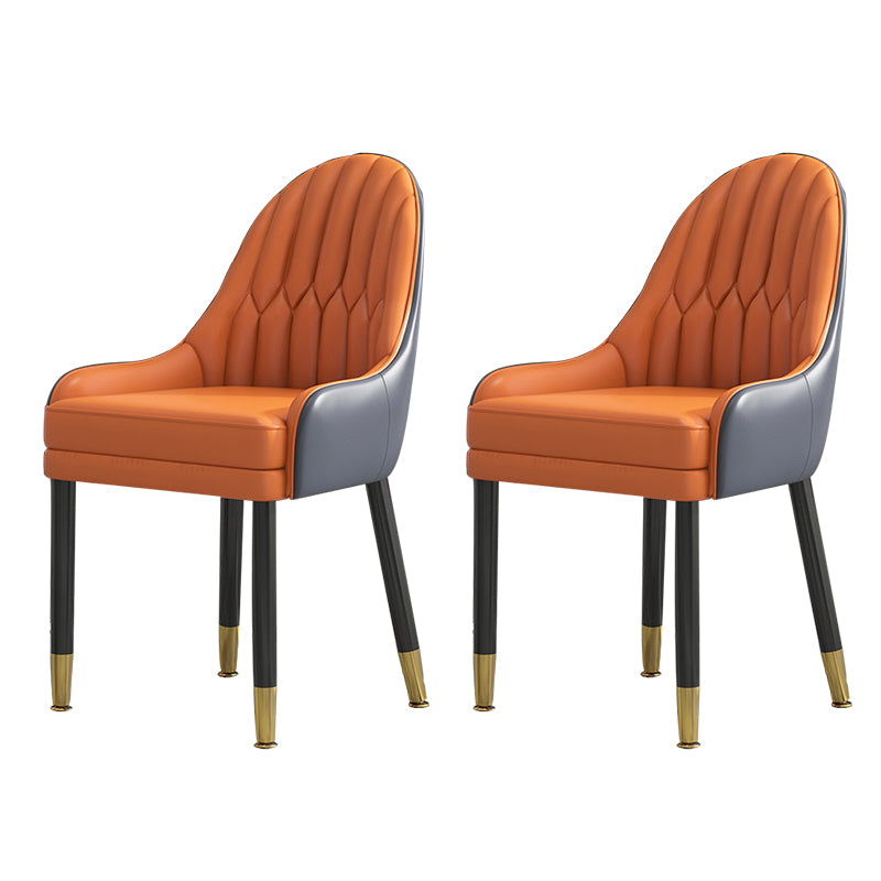 Chaises de salle à manger en bois Glam Fauteuils de salle à manger en similicuir pour un usage domestique (Ensemble de 2)