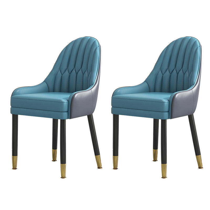 Sillas de comedor de madera Glam, sillas de comedor de piel sintética para uso doméstico (juego de 2)