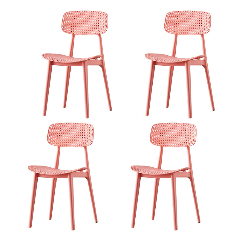 Chaises de salle à manger scandinaves sans accoudoirs Chaise d'appoint à dossier ouvert en plastique (Ensemble de 4)
