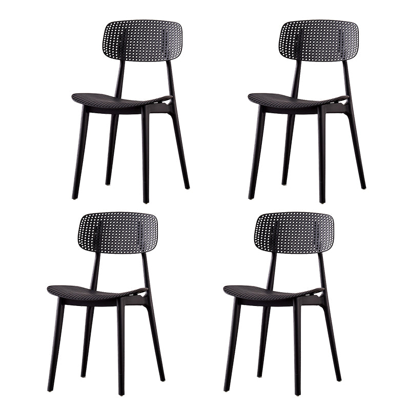 Chaises de salle à manger scandinaves sans accoudoirs Chaise d'appoint à dossier ouvert en plastique (Ensemble de 4)