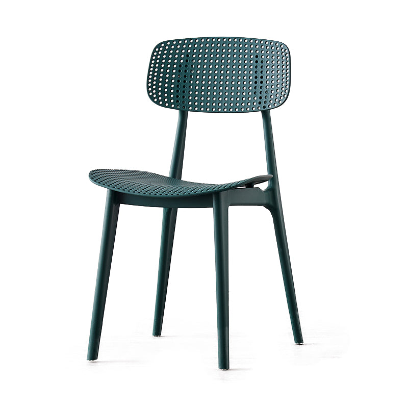 Sillas de comedor escandinavas sin brazos Silla auxiliar de plástico con respaldo abierto (juego de 4)