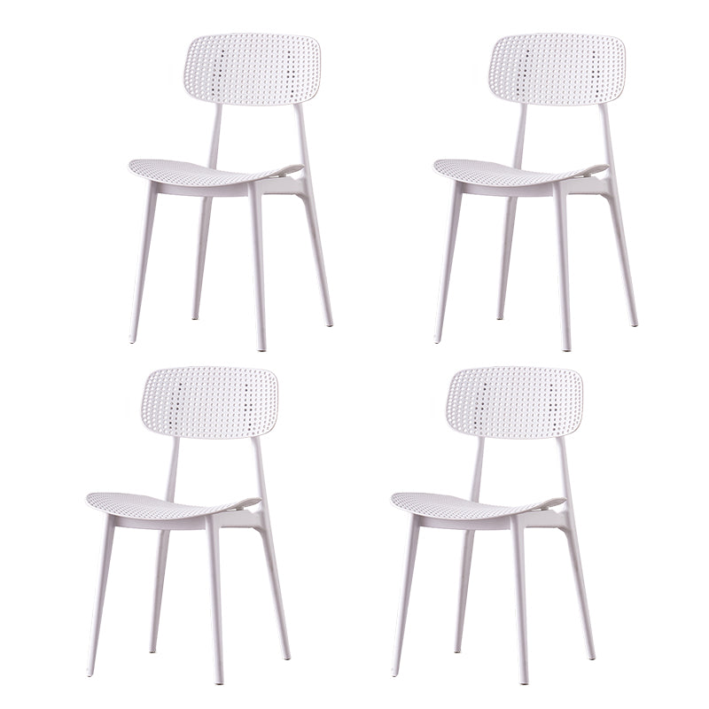 Chaises de salle à manger scandinaves sans accoudoirs Chaise d'appoint à dossier ouvert en plastique (Ensemble de 4)
