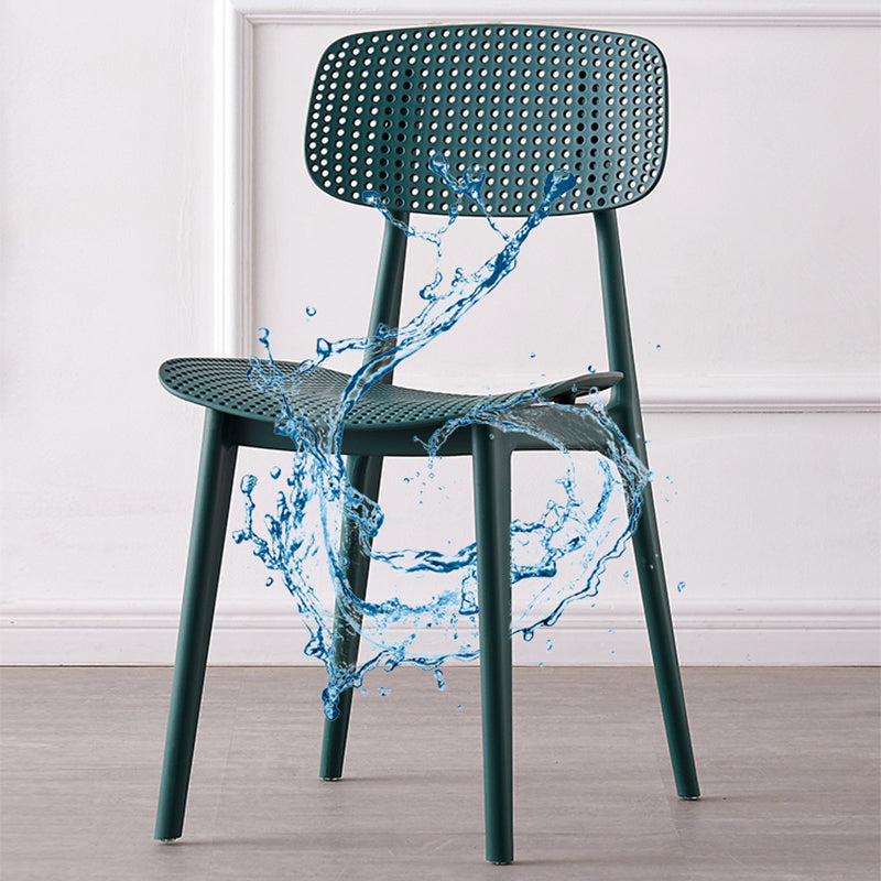 Sillas de comedor escandinavas sin brazos Silla auxiliar de plástico con respaldo abierto (juego de 4)