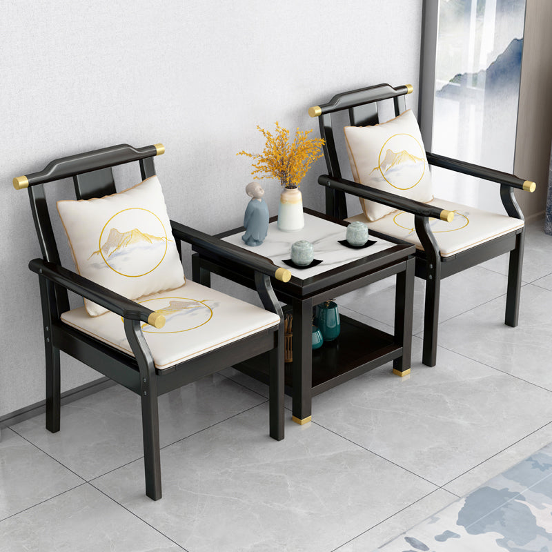 Sillón de comedor tradicional con brazo trasero de listones y patas de madera