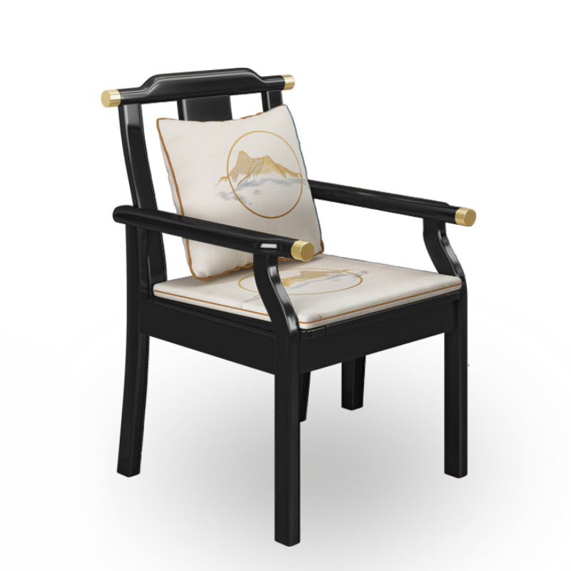 Fauteuil de salle à manger traditionnel avec bras arrière à lattes, chaise de salle à manger simple avec pieds en bois