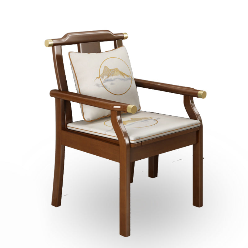 Sillón de comedor tradicional con brazo trasero de listones y patas de madera