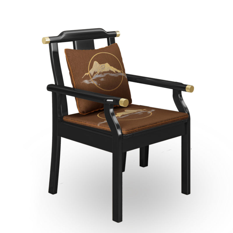 Fauteuil de salle à manger traditionnel avec bras arrière à lattes, chaise de salle à manger simple avec pieds en bois