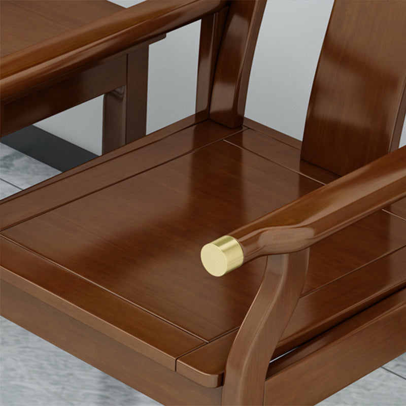 Sillón de comedor tradicional con brazo trasero de listones y patas de madera