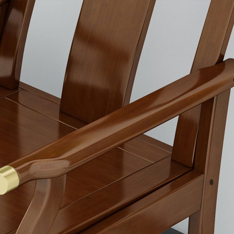 Sillón de comedor tradicional con brazo trasero de listones y patas de madera