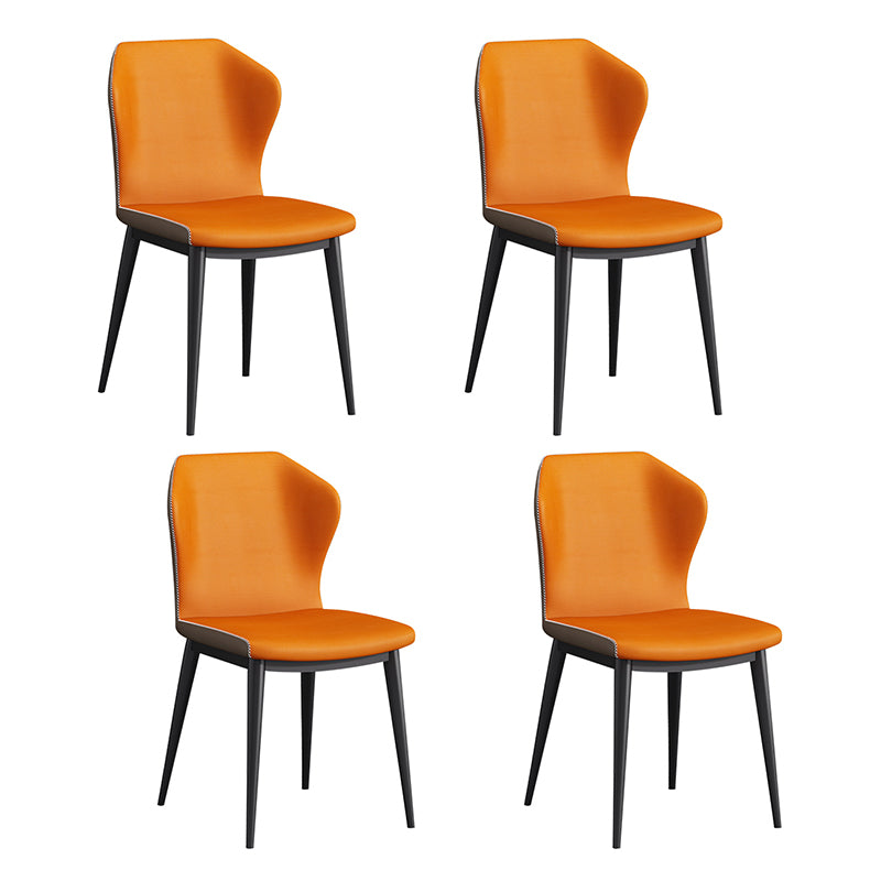 Chaises de salle à manger contemporaines en métal Chaises sans accoudoirs en similicuir (Ensemble de 4)
