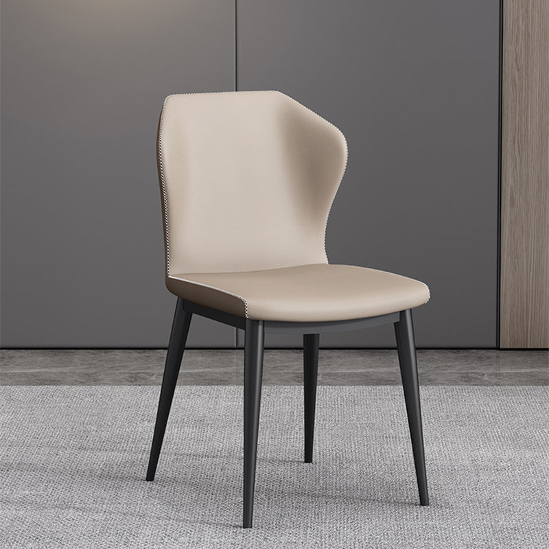 Chaises de salle à manger contemporaines en métal Chaises sans accoudoirs en similicuir (Ensemble de 4)
