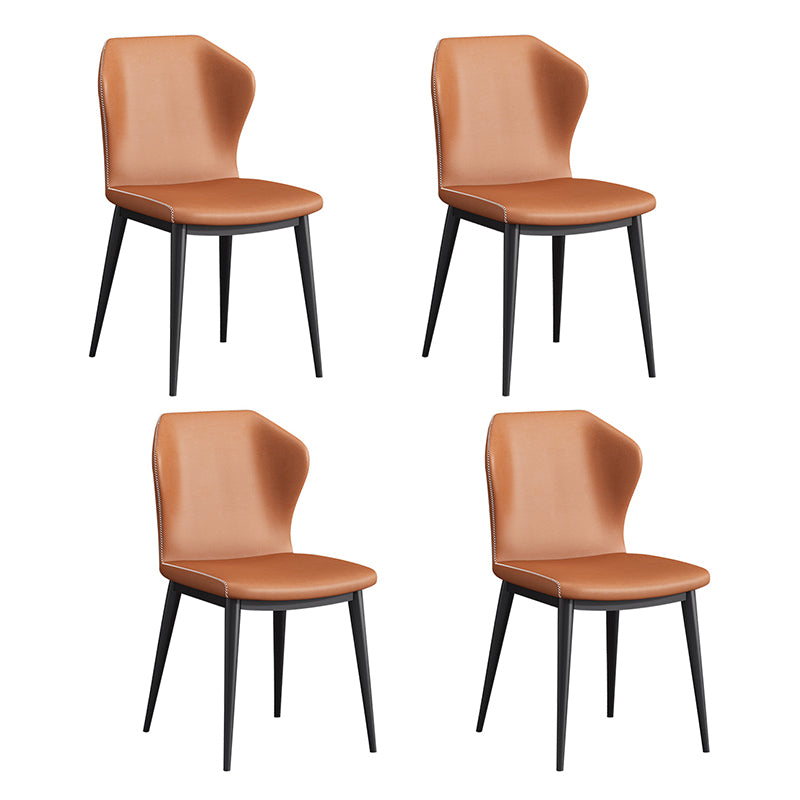 Chaises de salle à manger contemporaines en métal Chaises sans accoudoirs en similicuir (Ensemble de 4)
