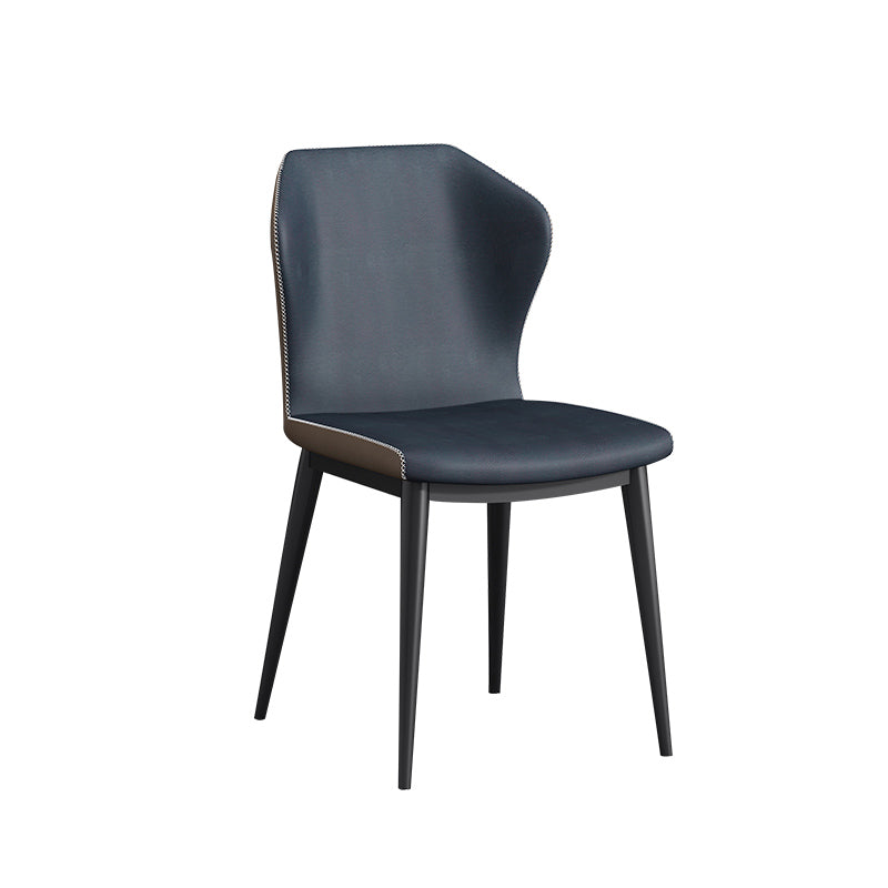 Chaises de salle à manger contemporaines en métal Chaises sans accoudoirs en similicuir (Ensemble de 4)