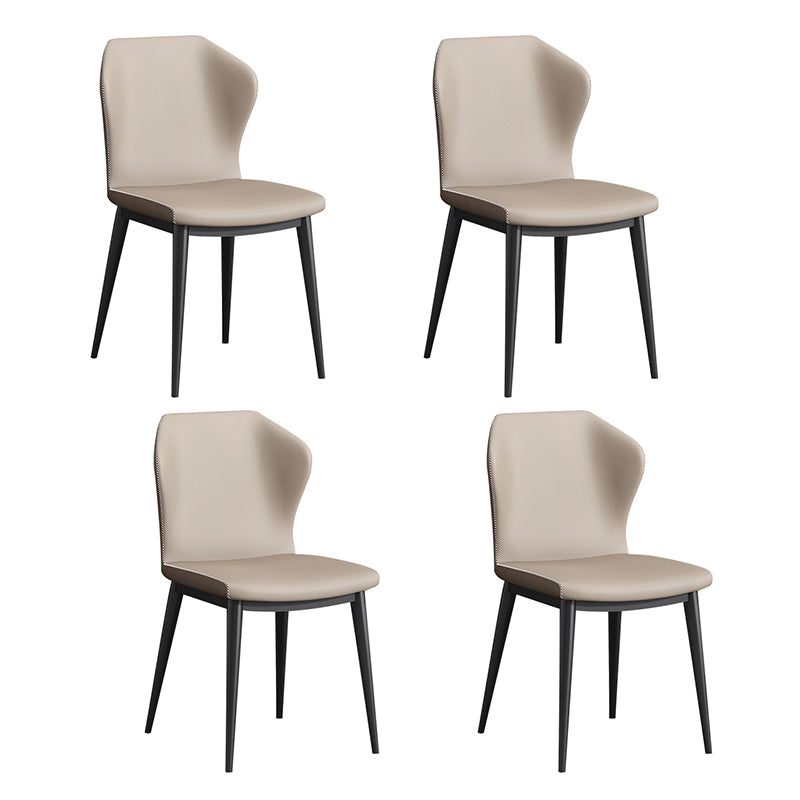 Chaises de salle à manger contemporaines en métal Chaises sans accoudoirs en similicuir (Ensemble de 4)