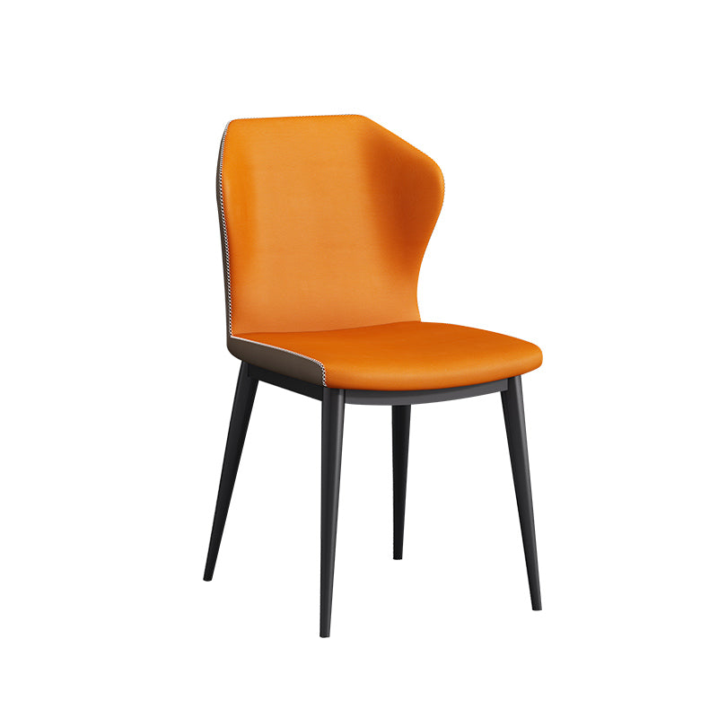 Chaises de salle à manger contemporaines en métal Chaises sans accoudoirs en similicuir (Ensemble de 4)