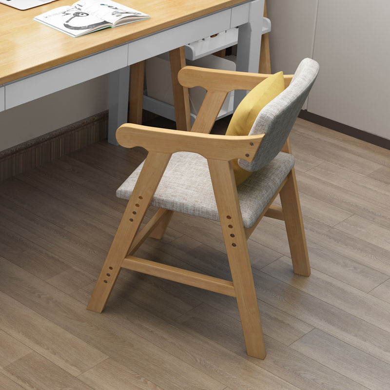 Sillón de comedor con respaldo abierto, brazo tapizado, silla de comedor individual con patas de madera