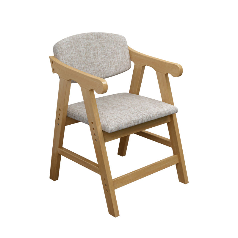 Sillón de comedor con respaldo abierto, brazo tapizado, silla de comedor individual con patas de madera