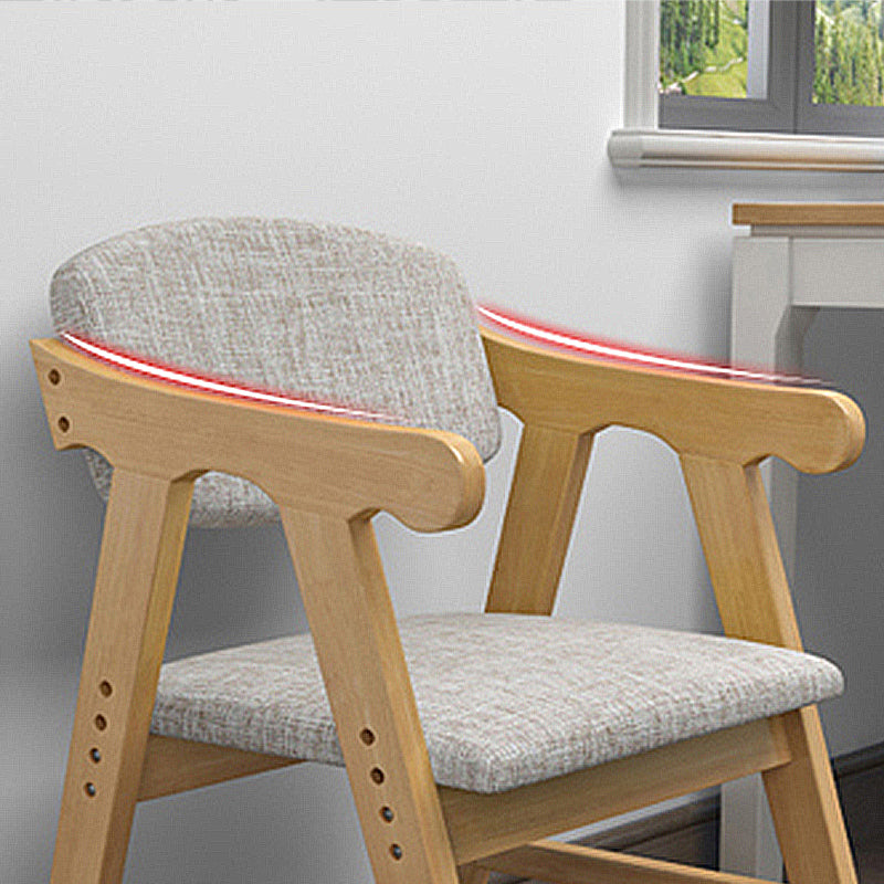 Sillón de comedor con respaldo abierto, brazo tapizado, silla de comedor individual con patas de madera