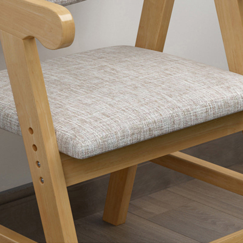 Sillón de comedor con respaldo abierto, brazo tapizado, silla de comedor individual con patas de madera