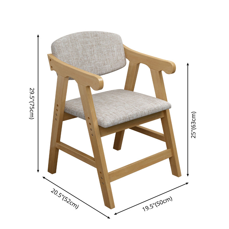 Sillón de comedor con respaldo abierto, brazo tapizado, silla de comedor individual con patas de madera