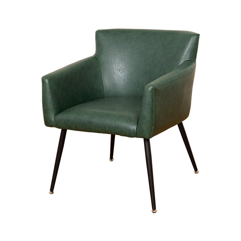 Chaise de salle à manger contemporaine en métal, fauteuil de salle à manger simple en faux cuir