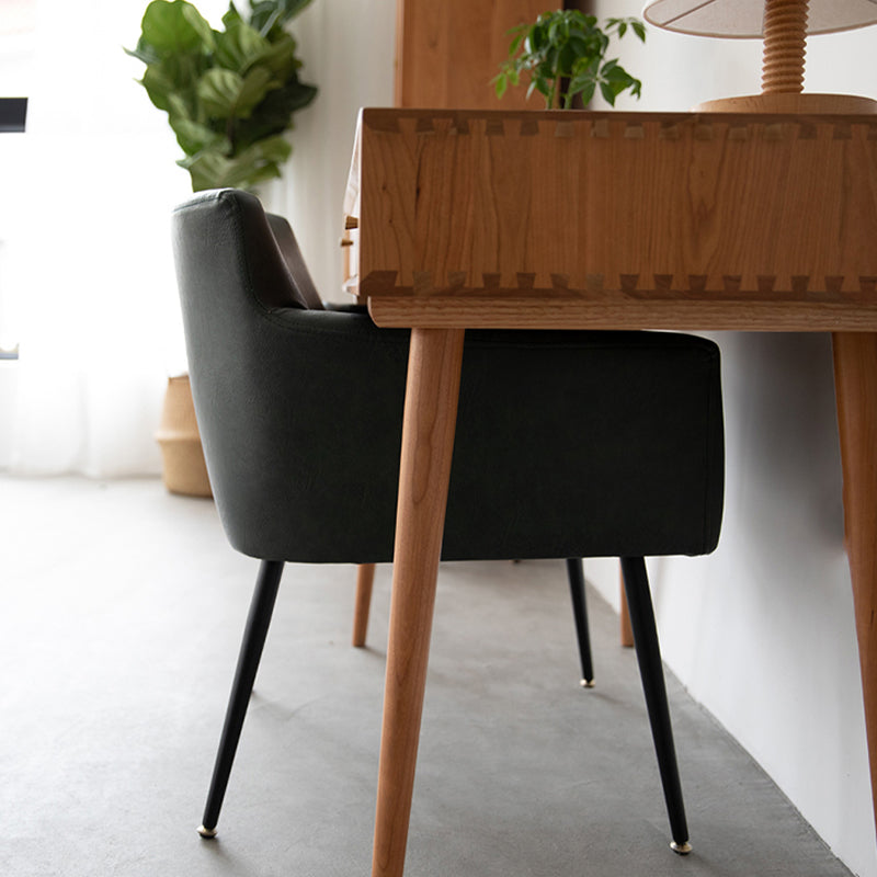 Chaise de salle à manger contemporaine en métal, fauteuil de salle à manger simple en faux cuir