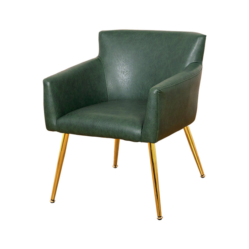 Chaise de salle à manger contemporaine en métal, fauteuil de salle à manger simple en faux cuir