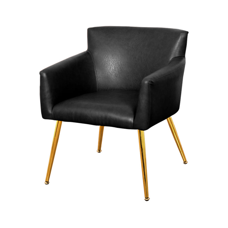 Chaise de salle à manger contemporaine en métal, fauteuil de salle à manger simple en faux cuir
