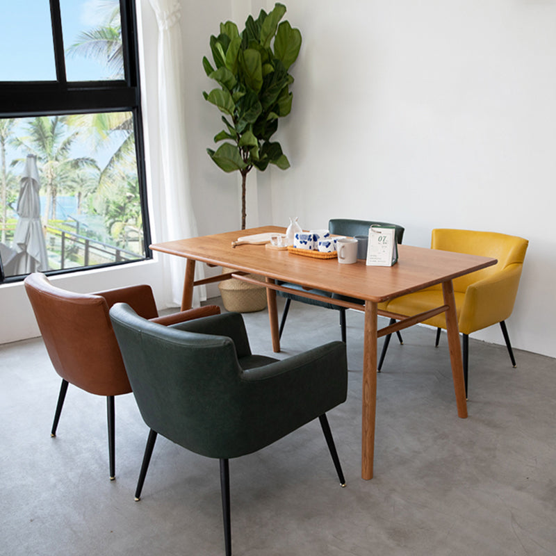 Chaise de salle à manger contemporaine en métal, fauteuil de salle à manger simple en faux cuir