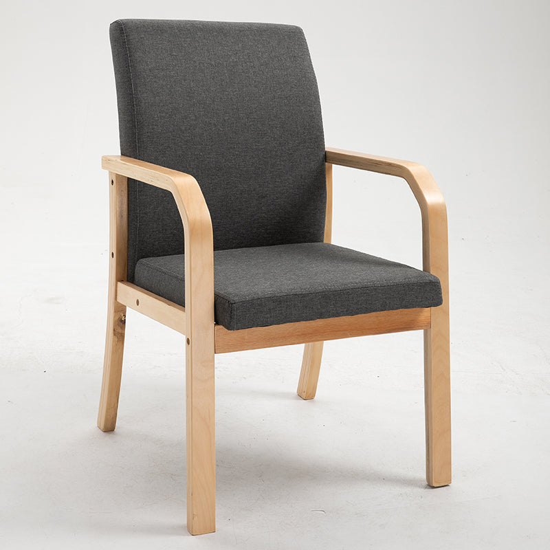 Scandinavian Home Arm Chair Solid Back Wood Upholstered Single Dining Room Chair