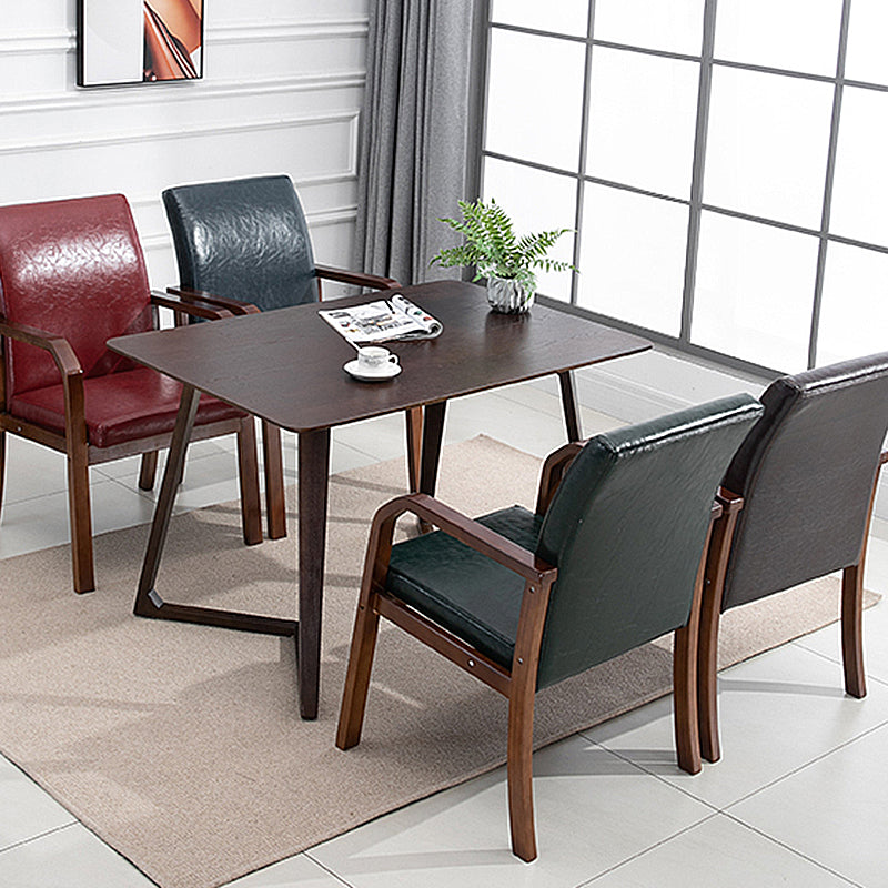 Scandinavian Home Arm Chair Solid Back Wood Upholstered Single Dining Room Chair
