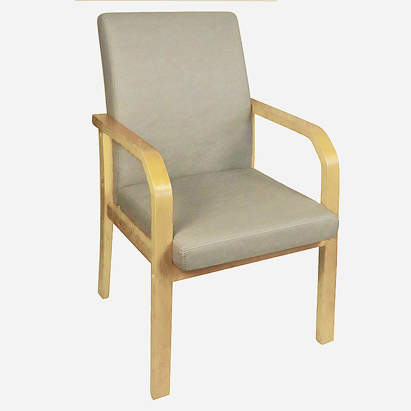 Scandinavian Home Arm Chair Solid Back Wood Upholstered Single Dining Room Chair