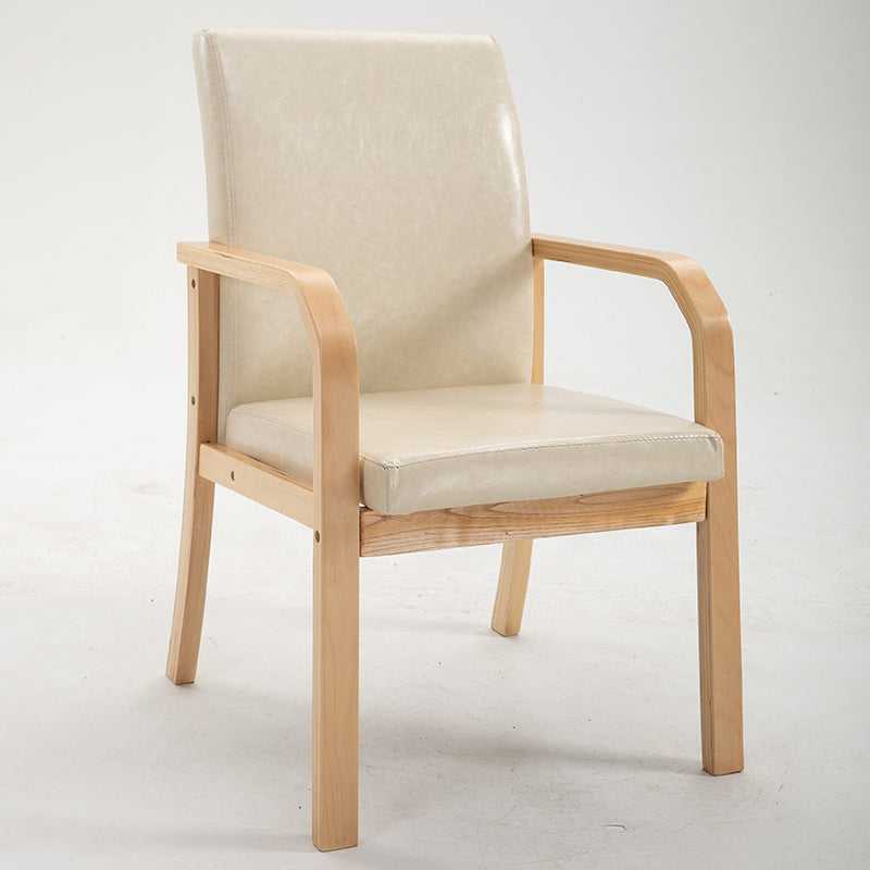 Scandinavian Home Arm Chair Solid Back Wood Upholstered Single Dining Room Chair