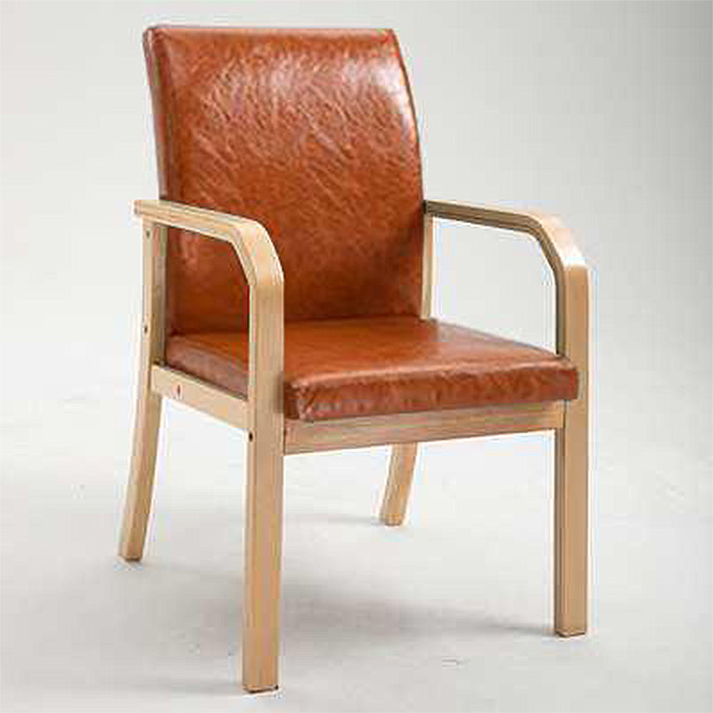 Scandinavian Home Arm Chair Solid Back Wood Upholstered Single Dining Room Chair
