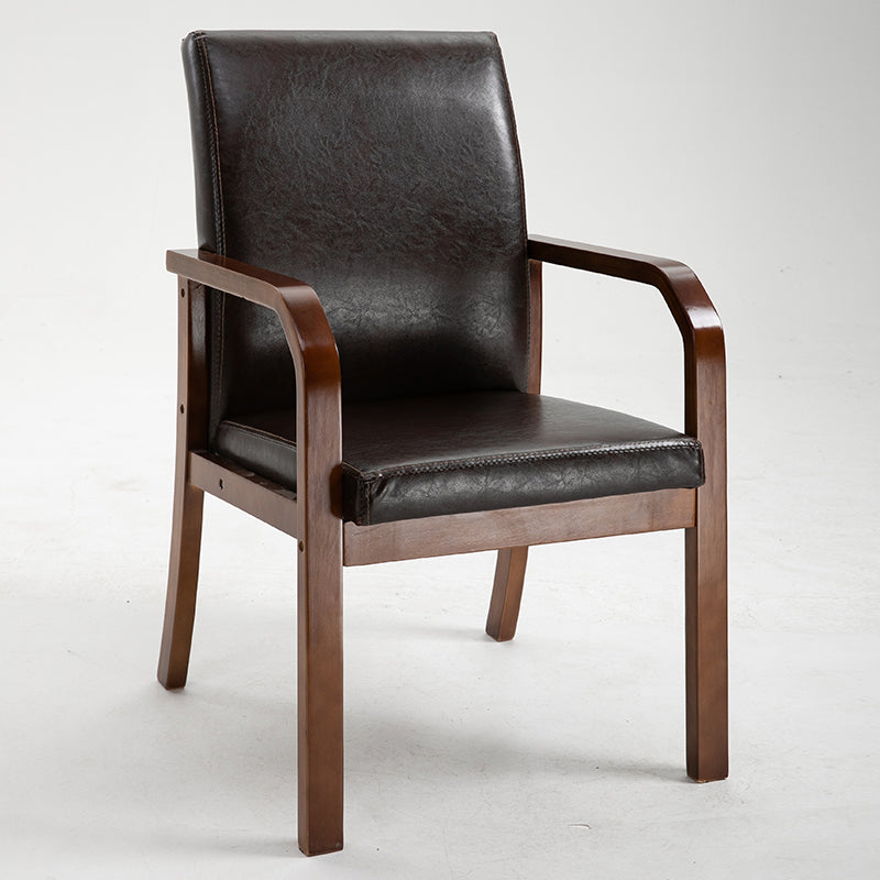 Scandinavian Home Arm Chair Solid Back Wood Upholstered Single Dining Room Chair