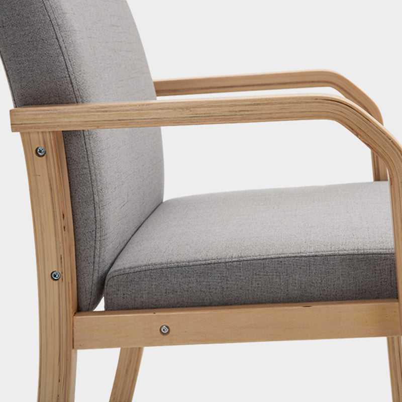 Scandinavian Home Arm Chair Solid Back Wood Upholstered Single Dining Room Chair