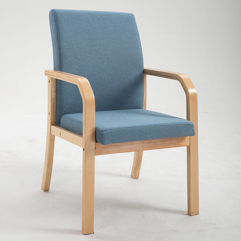 Scandinavian Home Arm Chair Solid Back Wood Upholstered Single Dining Room Chair