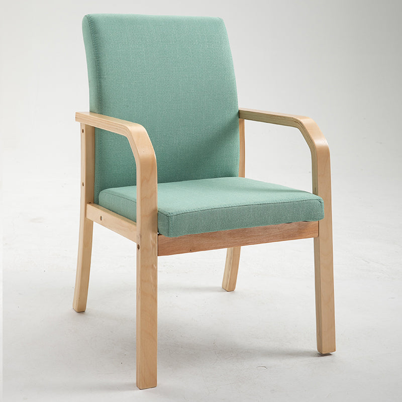 Scandinavian Home Arm Chair Solid Back Wood Upholstered Single Dining Room Chair