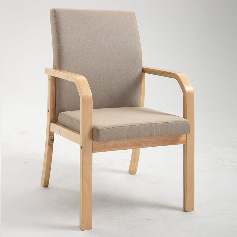 Scandinavian Home Arm Chair Solid Back Wood Upholstered Single Dining Room Chair