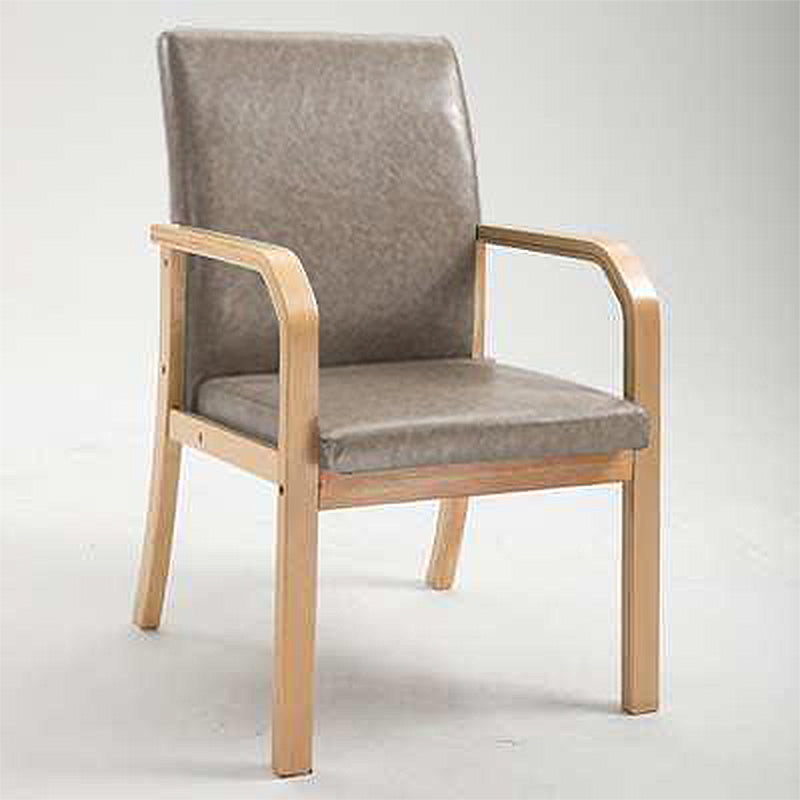 Scandinavian Home Arm Chair Solid Back Wood Upholstered Single Dining Room Chair