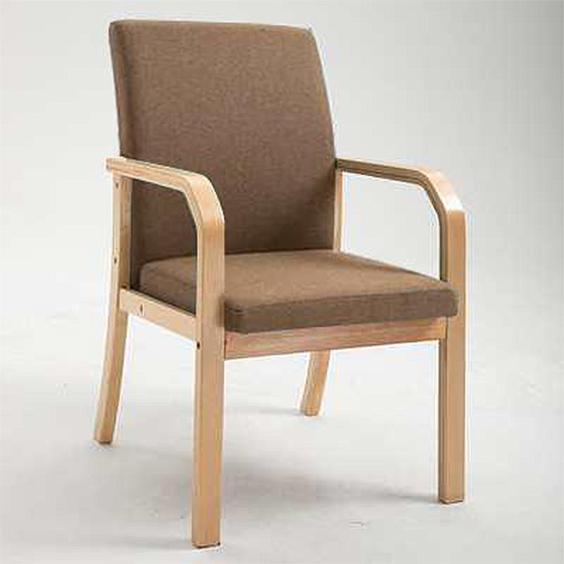 Scandinavian Home Arm Chair Solid Back Wood Upholstered Single Dining Room Chair