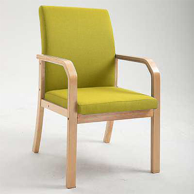 Scandinavian Home Arm Chair Solid Back Wood Upholstered Single Dining Room Chair
