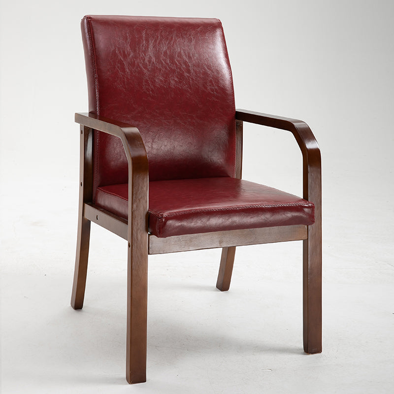 Scandinavian Home Arm Chair Solid Back Wood Upholstered Single Dining Room Chair